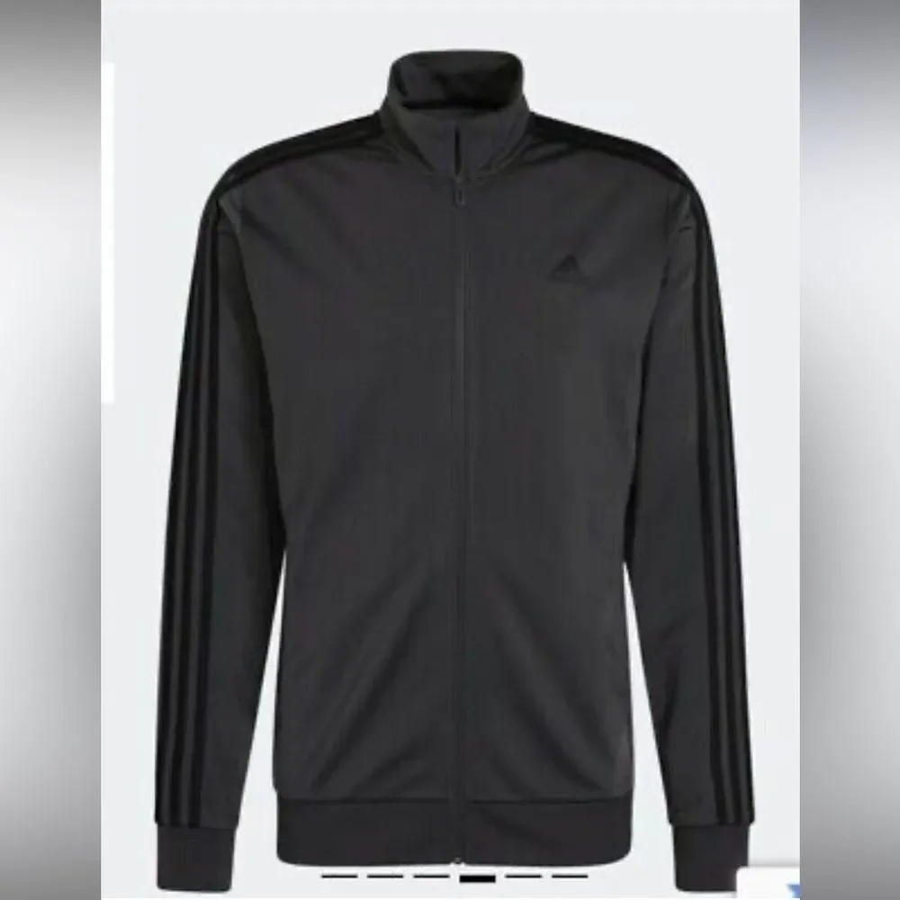 Adidas Essentials 3-Stripes  Men's Track Top - Mgh Solid Grey/Black Size 2XL - Picture 3 of 3